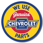 Chevy Round Geniune Parts tin signs