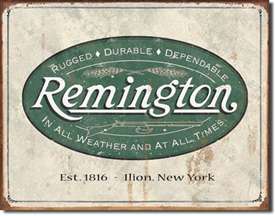 REM - Weathered Logo tin signs