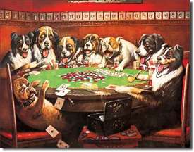 8 Drunken Dogs Playing Cards tin signs